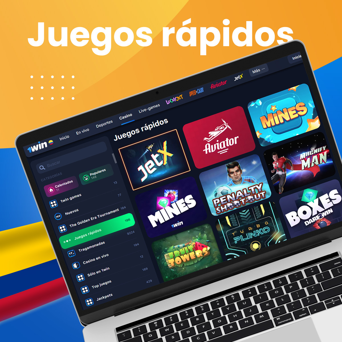Los mejores juegos rápidos en la aplicación móvil de 1win
